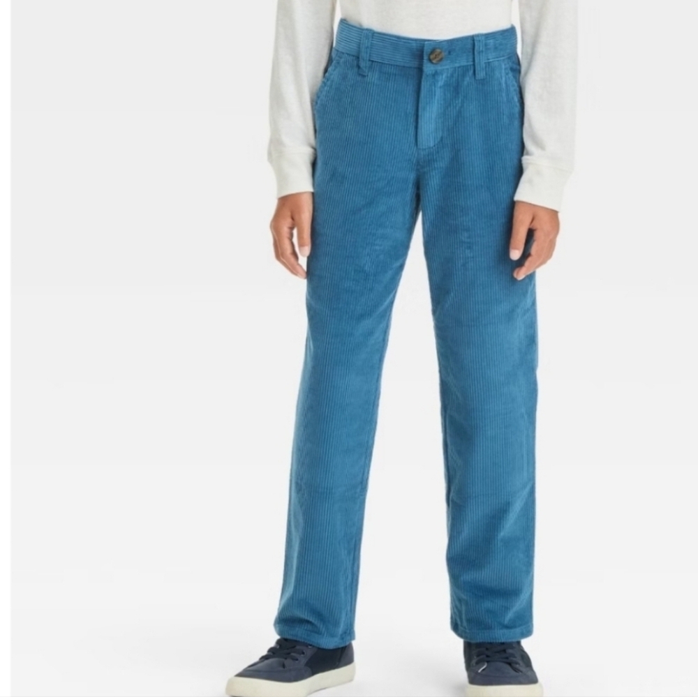 Boys Fixed Waist Corduroy Chino Pants - Cat & Jack Blue 12
